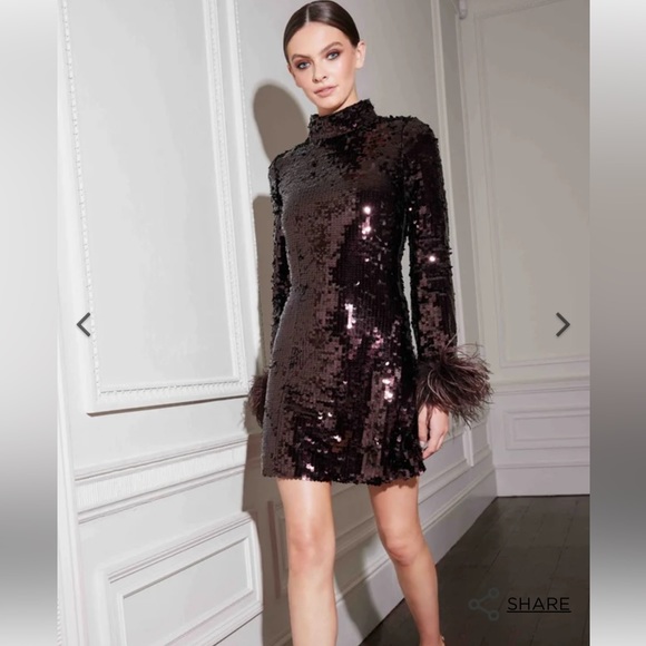 Forever Unique LIMITED EDITION CHOCOLATE SEQUIN MINI DRESS - Picture 1 of 9